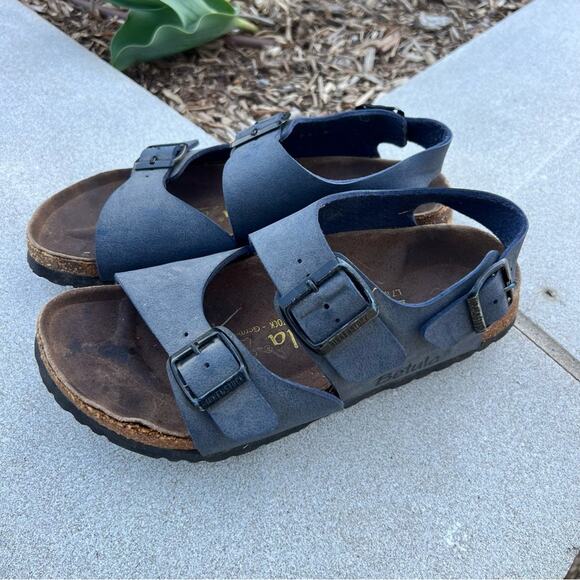 Birkenstock Betula Milano Navy Blue Strappy 3 Strap Sandals Size 38 M5/W7 - Picture 1 of 7